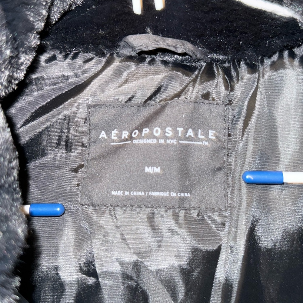 Aeropostale Black Puffer Jacket with Faux Fur Hood for Junior Girls Sz M - Picture 8 of 9